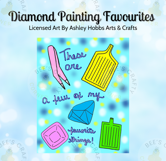 The image is a collage of various colorful illustrations, including a diamond, a pair of scissors, and other objects, along with a handwritten message that reads "These are a few of my favorite things!"