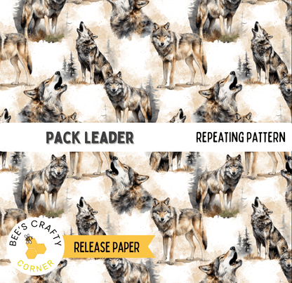 The image is a repeating pattern of various wolf-like animals, including howling dogs, set against a white background.