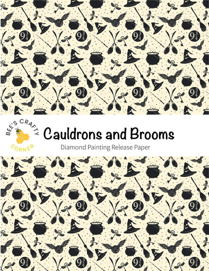 RELEASE PAPER | Cauldrons and Brooms - Reusable Patterned Diamond Painting Release Paper