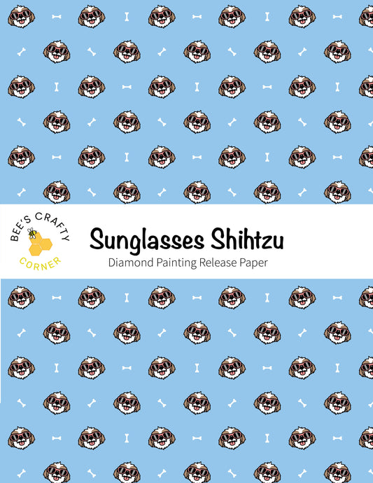RELEASE PAPER | Sunglasses Shihtzu - Reusable Patterned Diamond Painting Release Paper