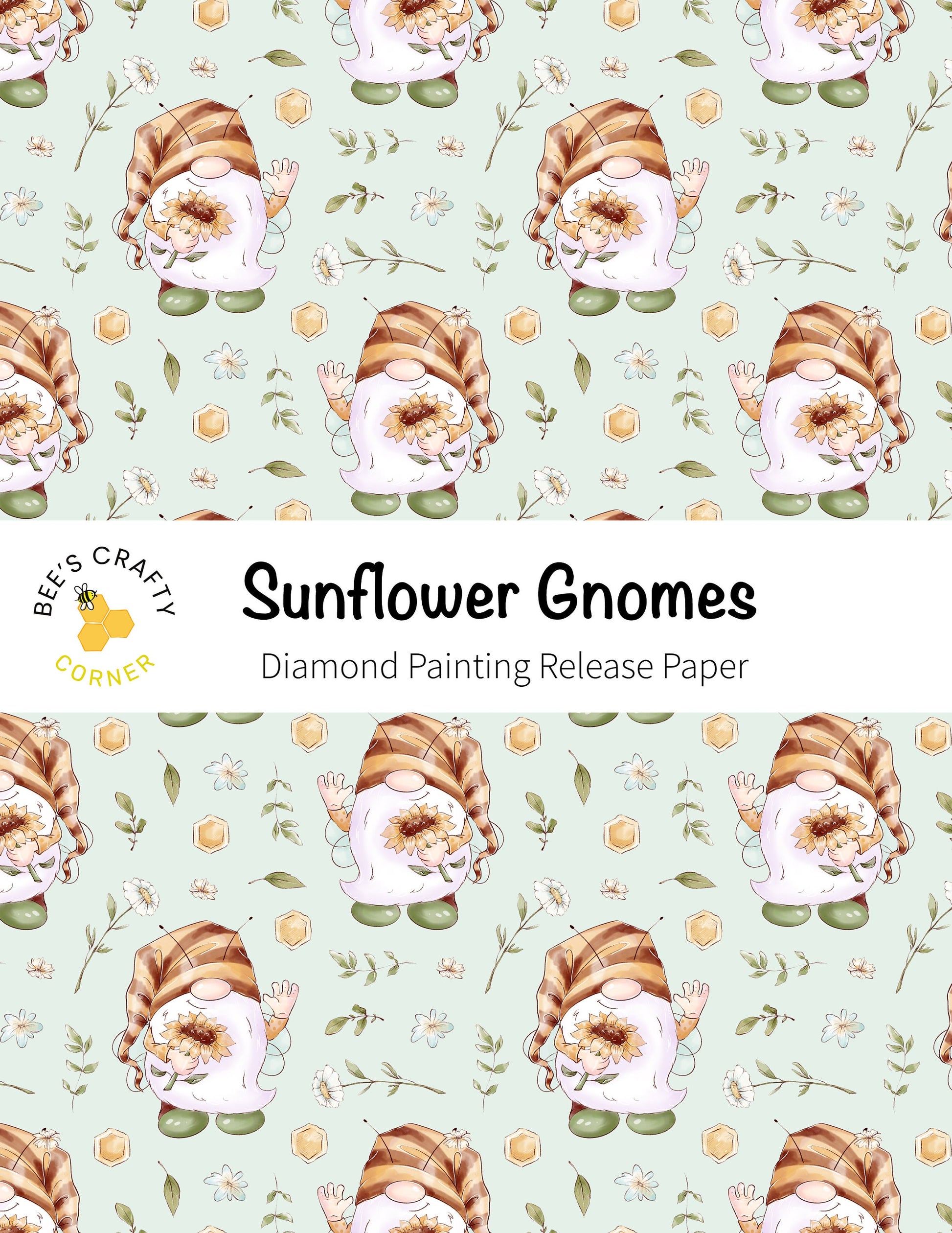 RELEASE PAPER | Sunflower Gnomes - Reusable Patterned Diamond Painting Release Paper