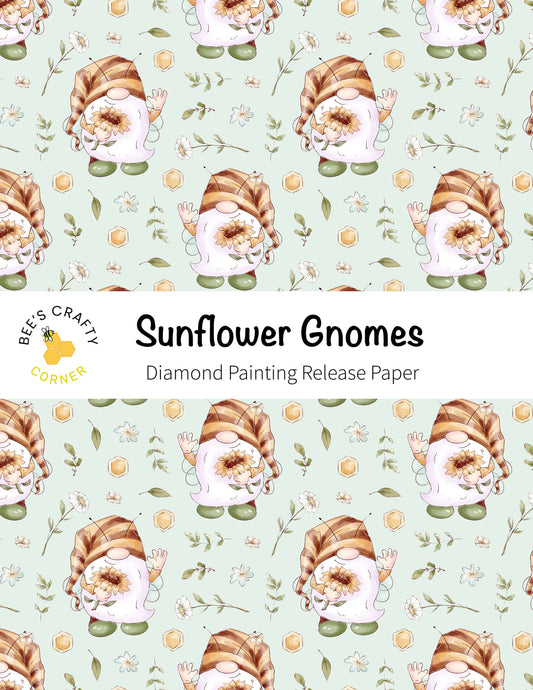 RELEASE PAPER | Sunflower Gnomes - Reusable Patterned Diamond Painting Release Paper