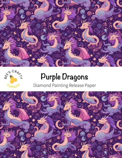 RELEASE PAPER | Purple Dragons - Reusable Patterned Diamond Painting Release Paper