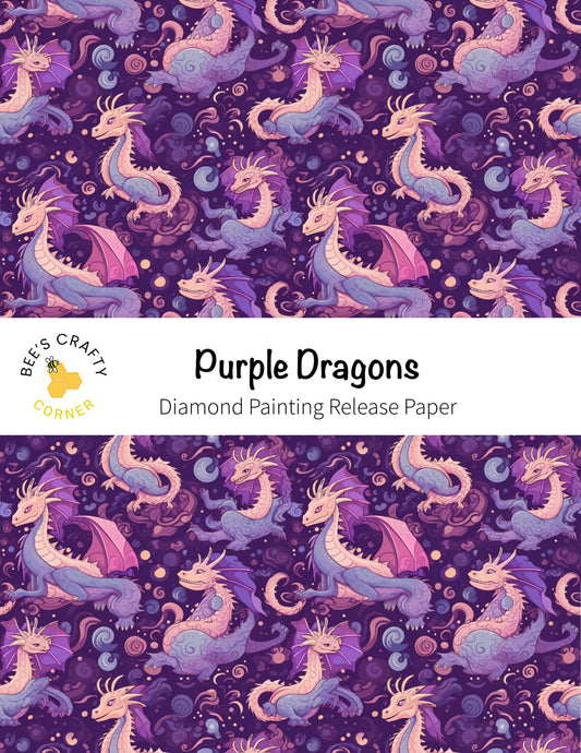 RELEASE PAPER | Purple Dragons - Reusable Patterned Diamond Painting Release Paper