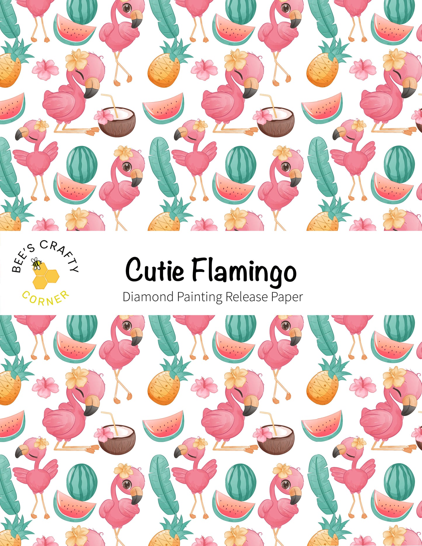 RELEASE PAPER | Cutie Flamingo - Reusable Patterned Diamond Painting Release Paper