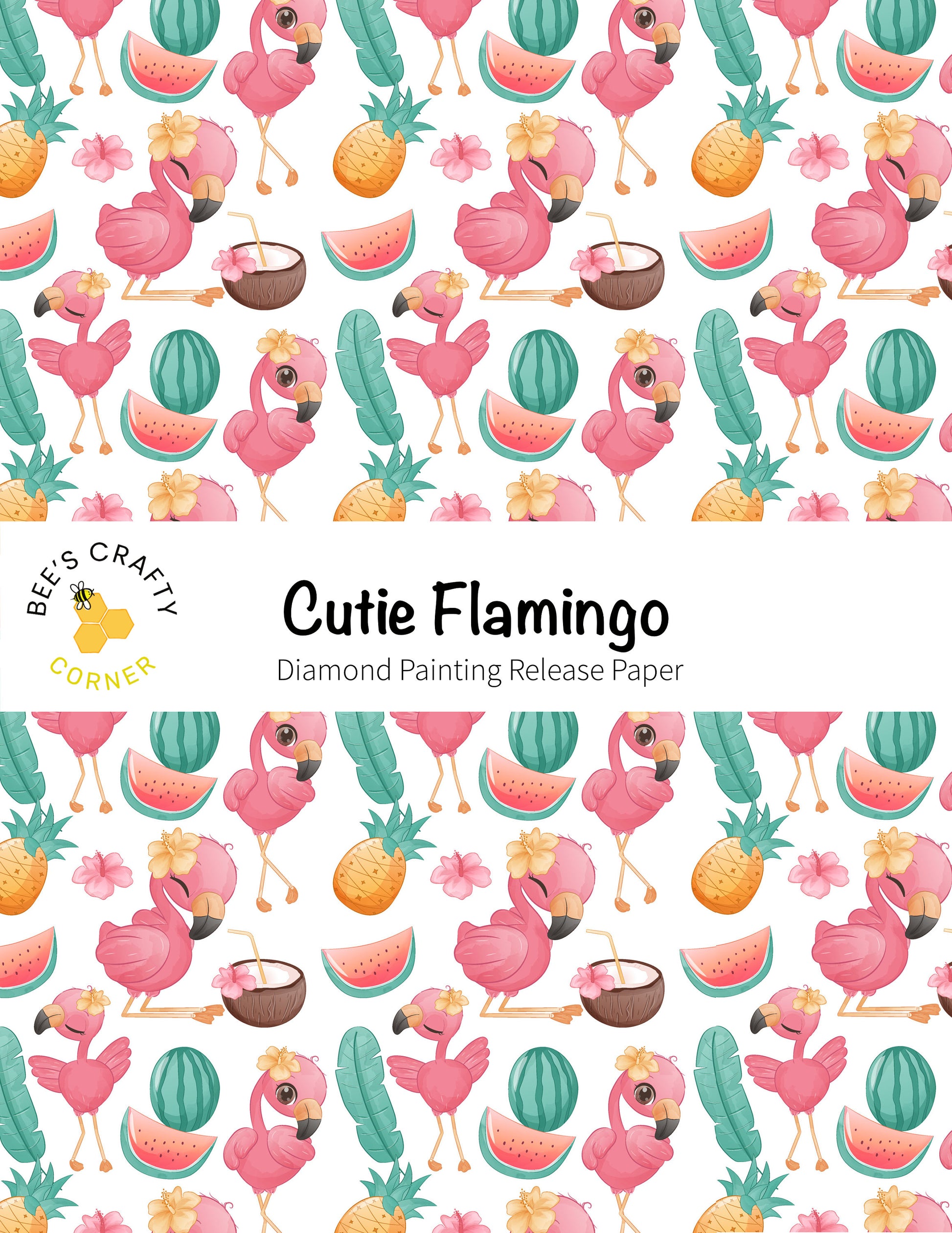 RELEASE PAPER | Cutie Flamingo - Reusable Patterned Diamond Painting Release Paper