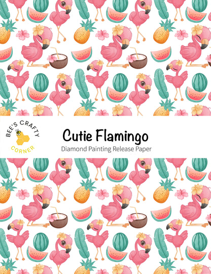 RELEASE PAPER | Cutie Flamingo - Reusable Patterned Diamond Painting Release Paper