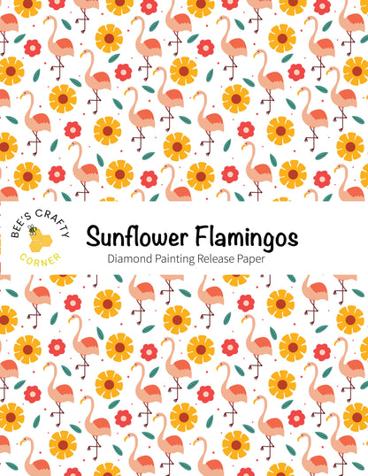 RELEASE PAPER | Sunflower Flamingos - Reusable Patterned Diamond Painting Release Paper