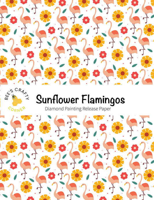 RELEASE PAPER | Sunflower Flamingos - Reusable Patterned Diamond Painting Release Paper
