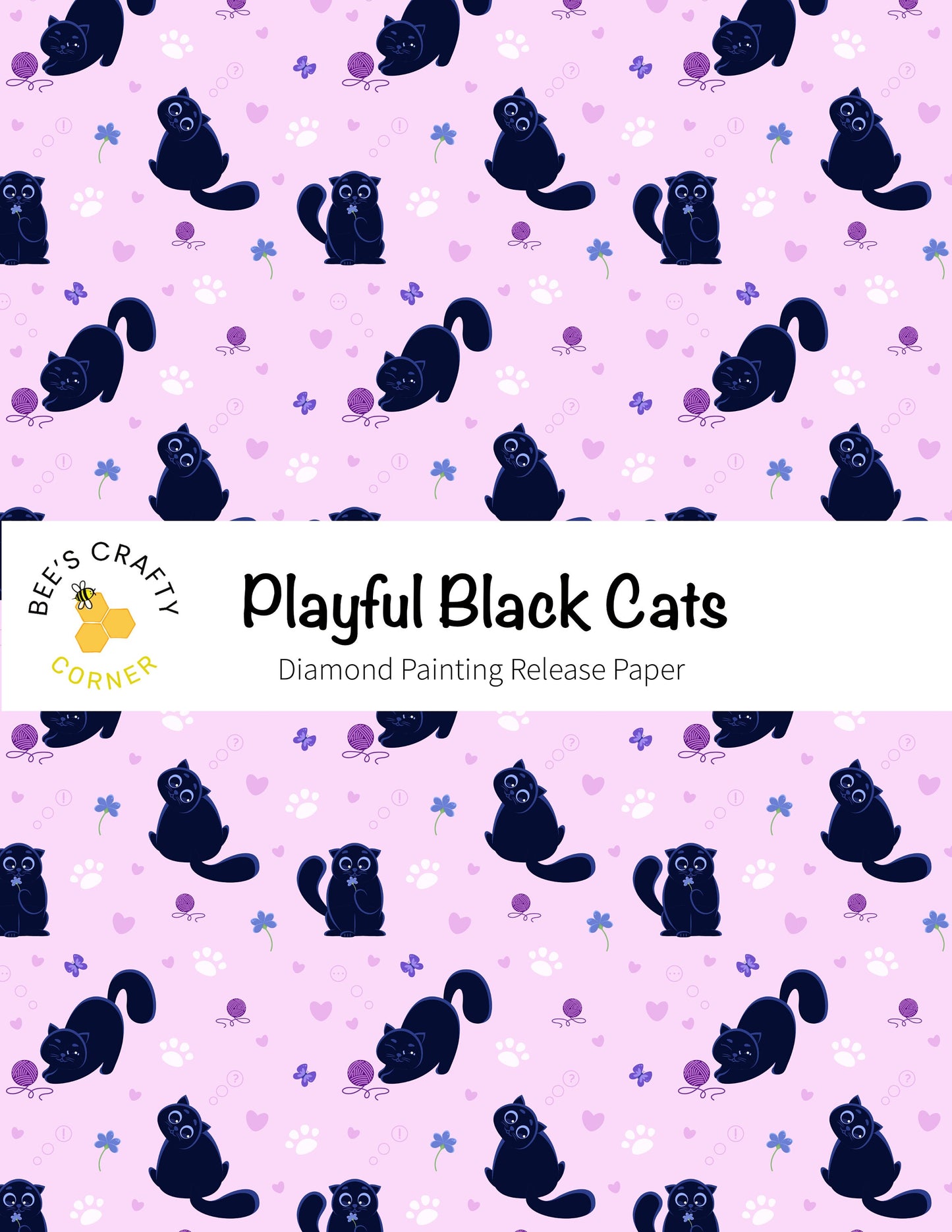 RELEASE PAPER | Playful Black Cats - Reusable Patterned Diamond Painting Release Paper