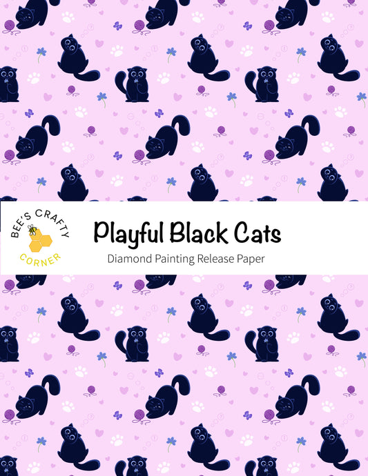RELEASE PAPER | Playful Black Cats - Reusable Patterned Diamond Painting Release Paper