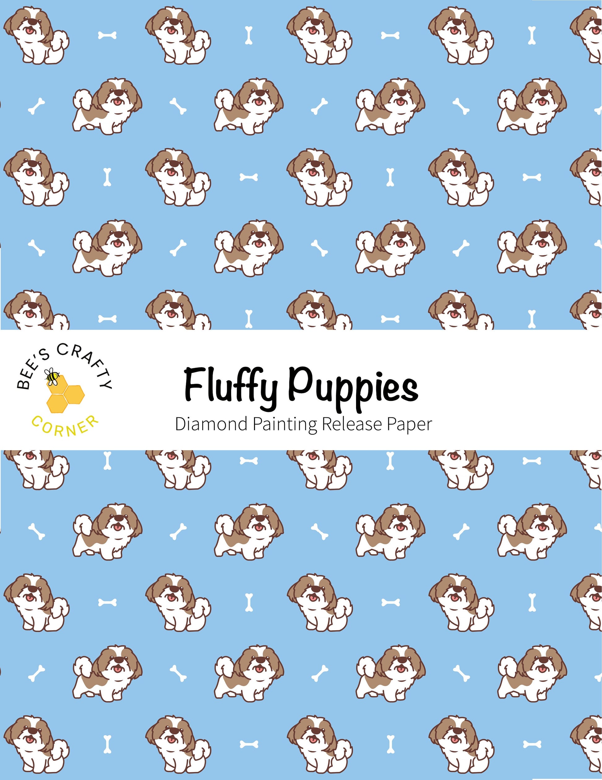 RELEASE PAPER | Fluffy Puppies - Reusable Patterned Diamond Painting Release Paper