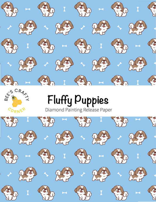 RELEASE PAPER | Fluffy Puppies - Reusable Patterned Diamond Painting Release Paper