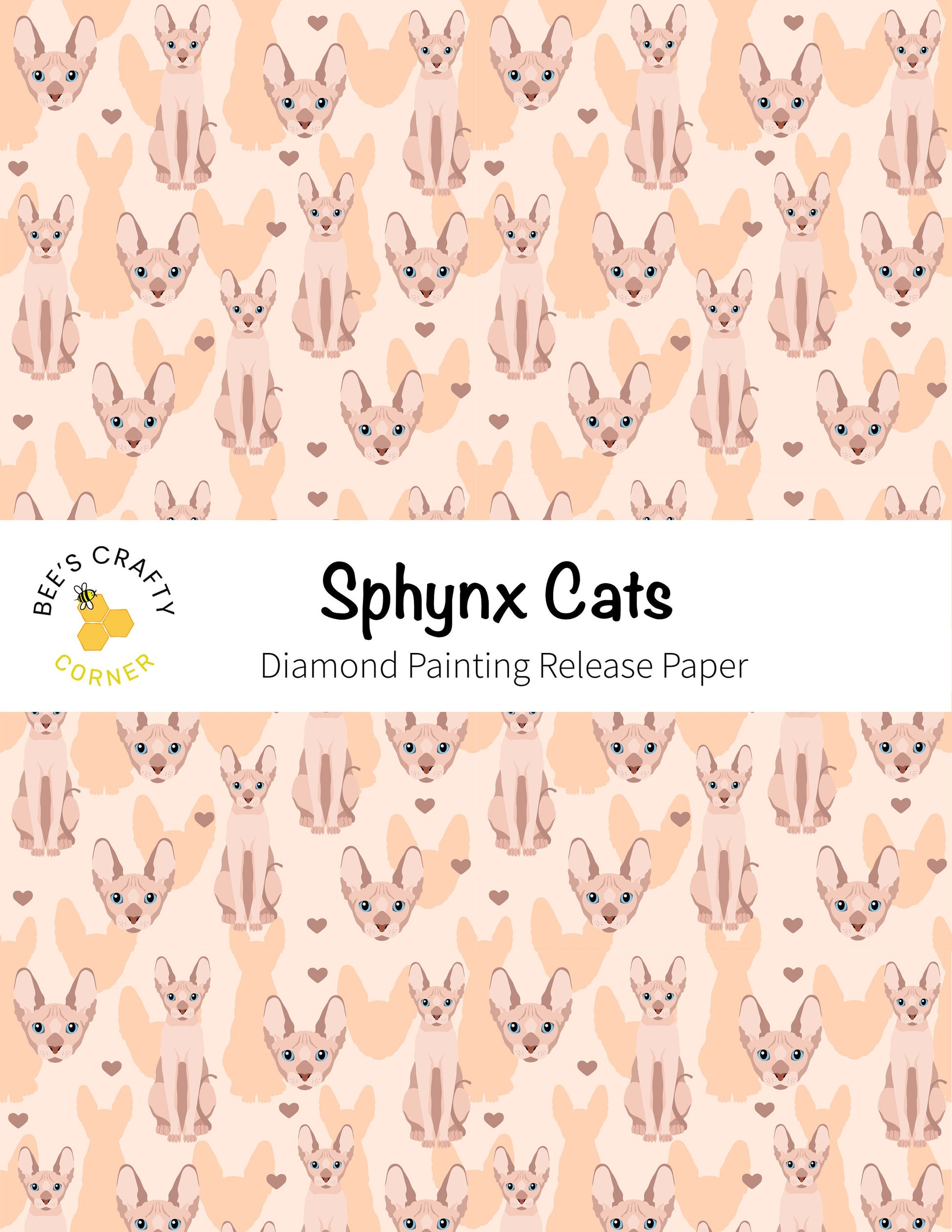 RELEASE PAPER | Sphynx Cats - Reusable Patterned Diamond Painting Release Paper