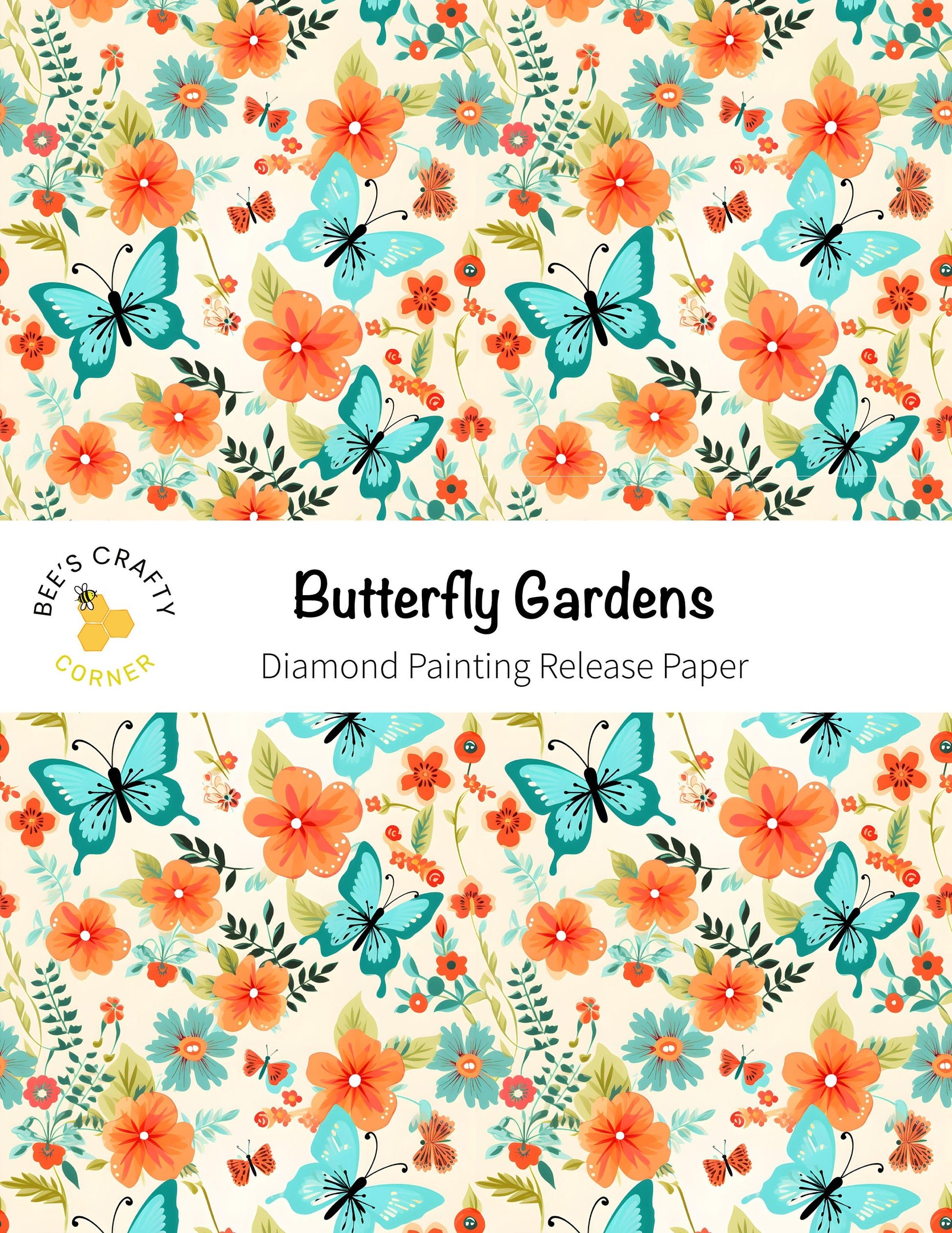 RELEASE PAPER | Butterfly Garden - Reusable Patterned Diamond Painting Release Paper