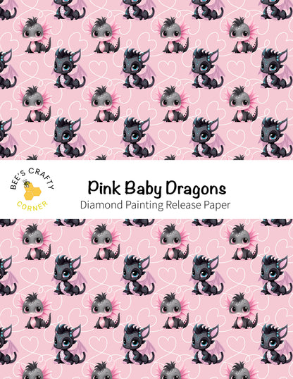 RELEASE PAPER | Pink Baby Dragons - Reusable Patterned Diamond Painting Release Paper