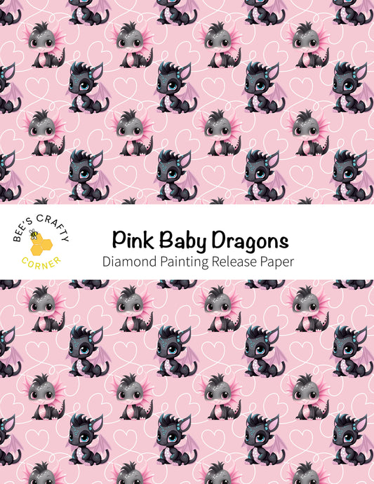 RELEASE PAPER | Pink Baby Dragons - Reusable Patterned Diamond Painting Release Paper
