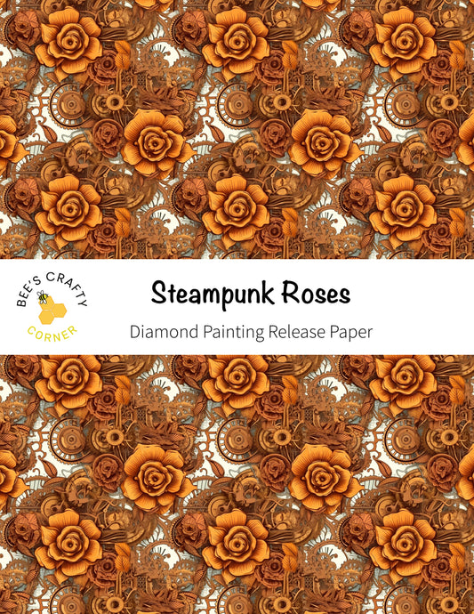 RELEASE PAPER | Steampunk Roses - Reusable Patterned Diamond Painting Release Paper
