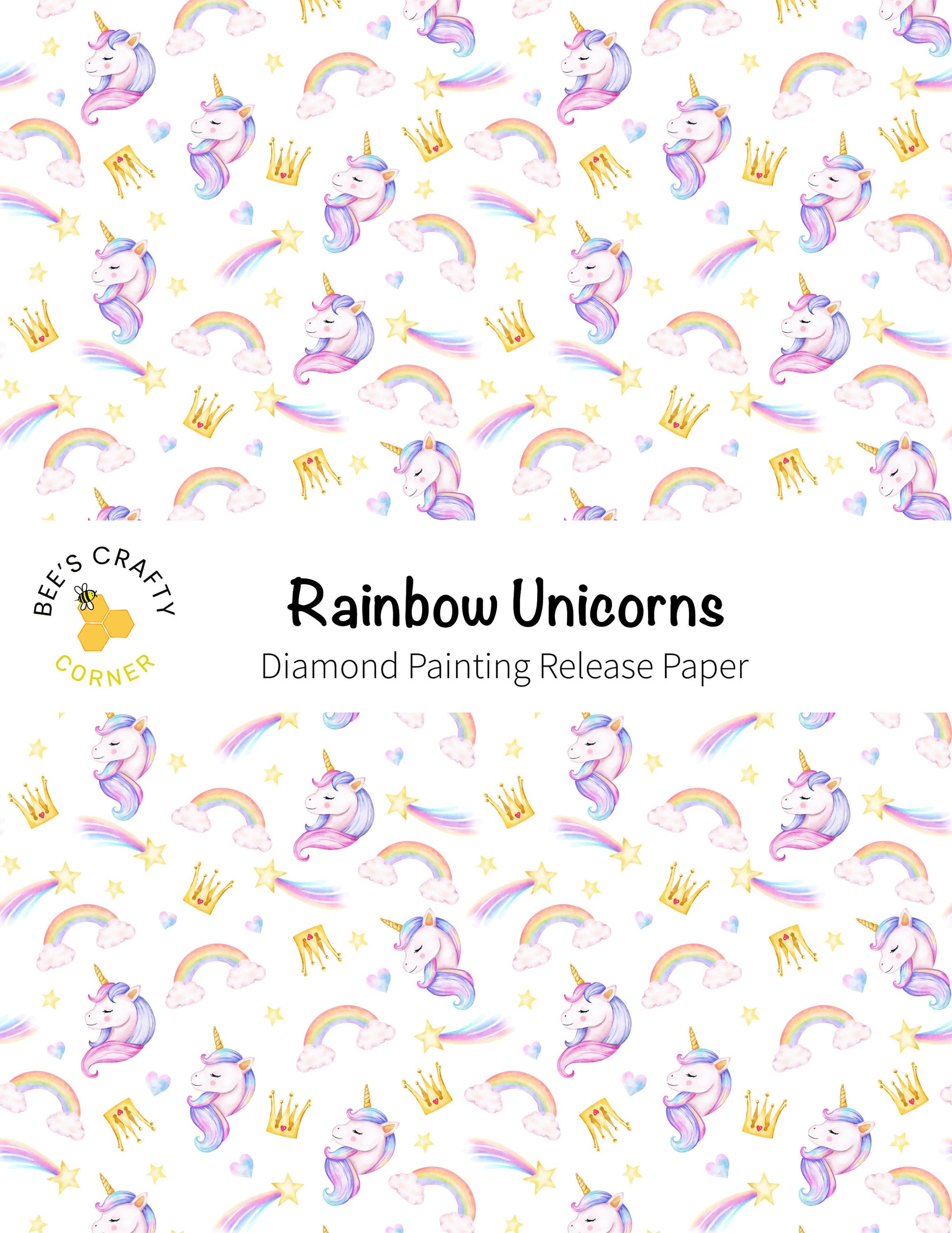 RELEASE PAPER | Rainbow Unicorns - Reusable Patterned Diamond Painting Release Paper
