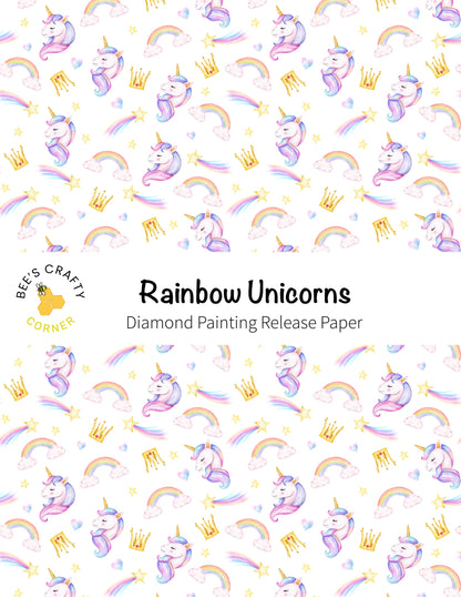 RELEASE PAPER | Rainbow Unicorns - Reusable Patterned Diamond Painting Release Paper