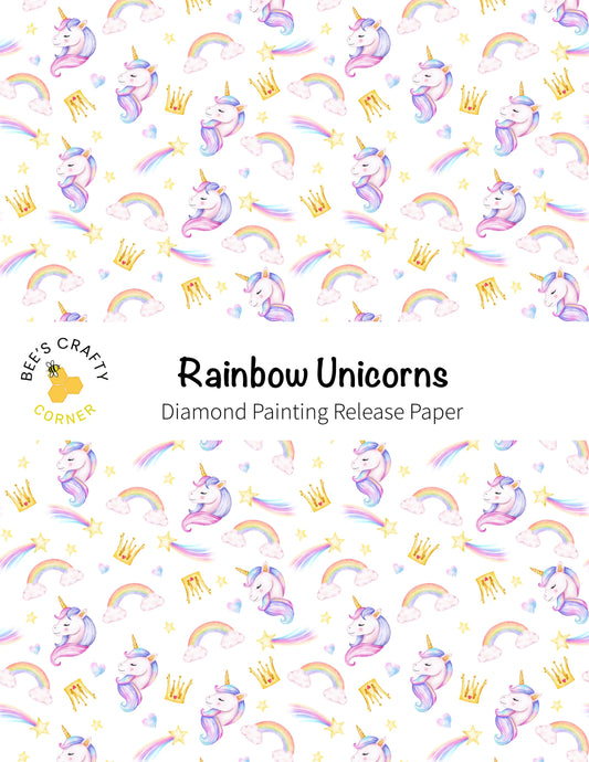 RELEASE PAPER | Rainbow Unicorns - Reusable Patterned Diamond Painting Release Paper