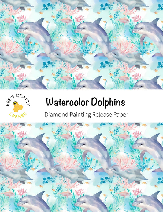 RELEASE PAPER | Watercolor Dolphins - Reusable Patterned Diamond Painting Release Paper