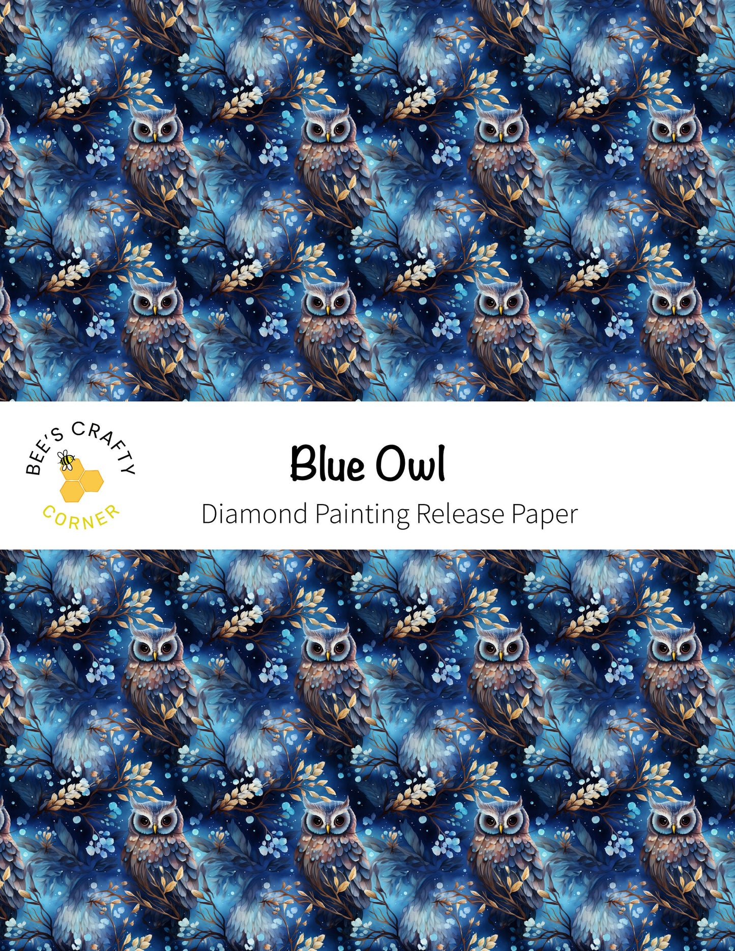 RELEASE PAPER | Blue Owls - Reusable Patterned Diamond Painting Release Paper