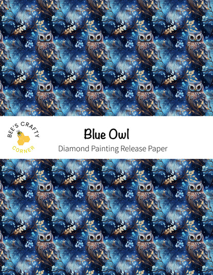 RELEASE PAPER | Blue Owls - Reusable Patterned Diamond Painting Release Paper