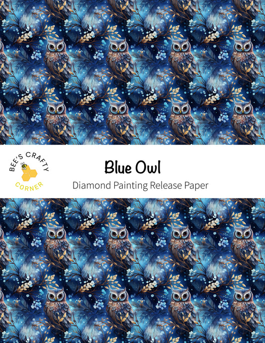 RELEASE PAPER | Blue Owls - Reusable Patterned Diamond Painting Release Paper