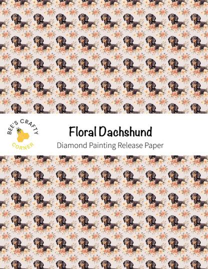 RELEASE PAPER | Floral Dachshund - Reusable Patterned Diamond Painting Release Paper