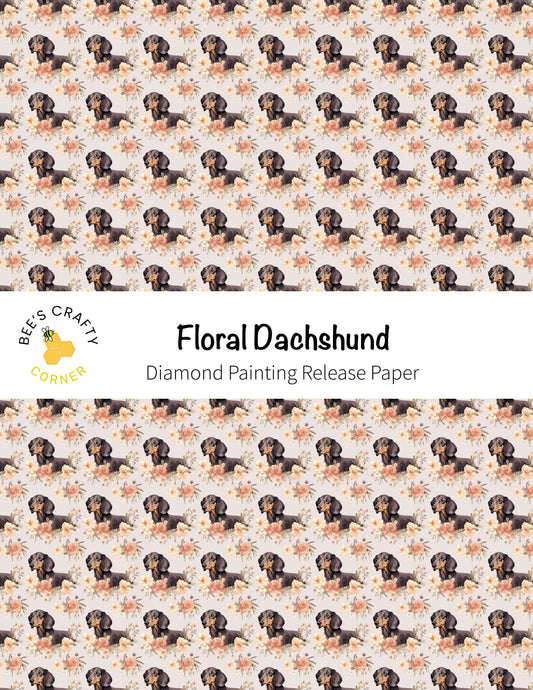 RELEASE PAPER | Floral Dachshund - Reusable Patterned Diamond Painting Release Paper