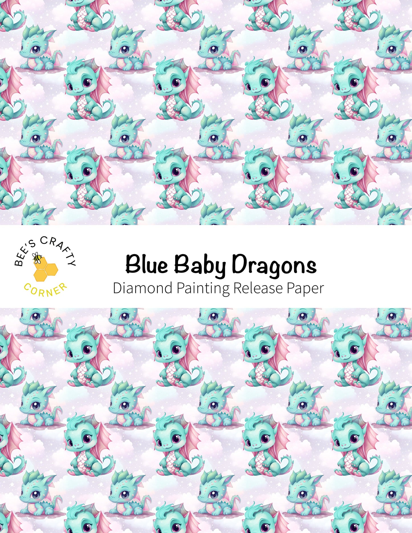 RELEASE PAPER | Blue Baby Dragons - Reusable Patterned Diamond Painting Release Paper