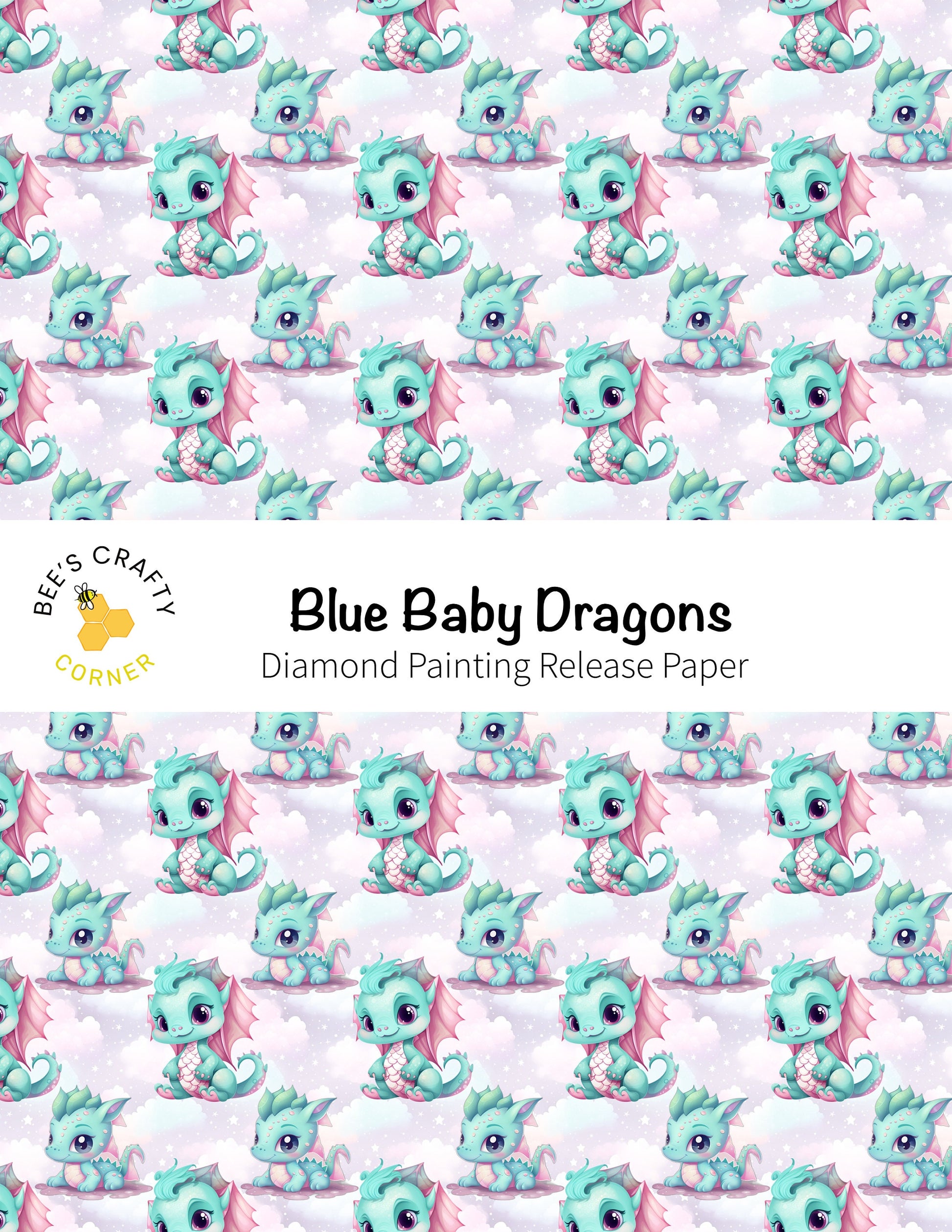 RELEASE PAPER | Blue Baby Dragons - Reusable Patterned Diamond Painting Release Paper