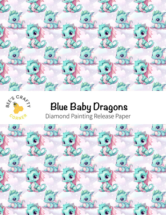 RELEASE PAPER | Blue Baby Dragons - Reusable Patterned Diamond Painting Release Paper