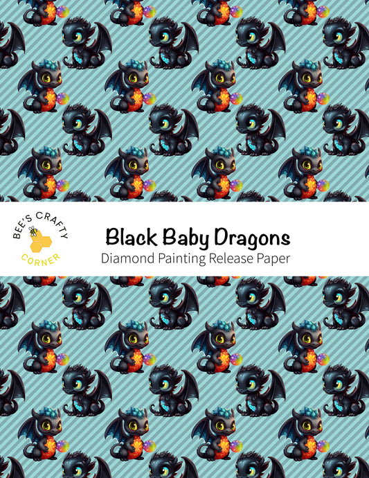 RELEASE PAPER | Black Baby Dragons - Reusable Patterned Diamond Painting Release Paper