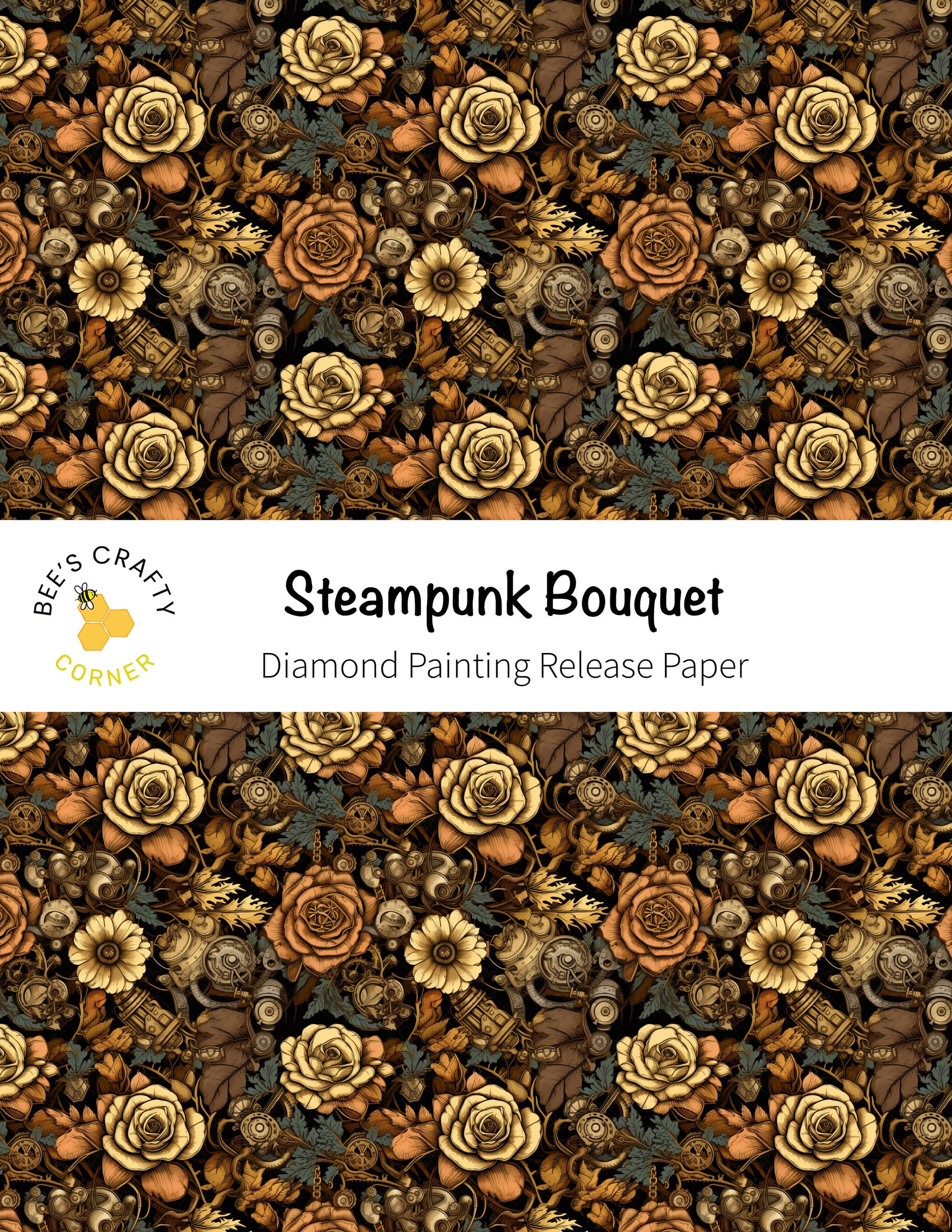 RELEASE PAPER | Steampunk Bouquet - Reusable Patterned Diamond Painting Release Paper