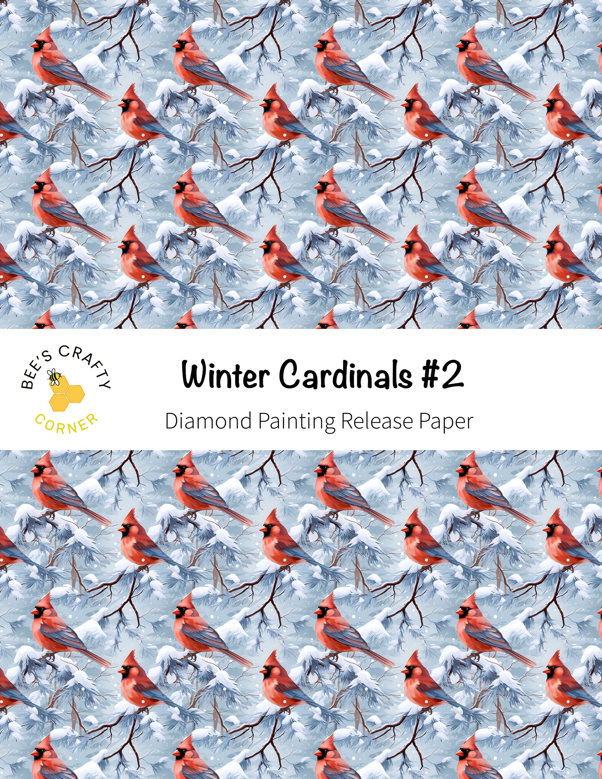 RELEASE PAPER | Winter Cardinals #2 - Reusable Patterned Diamond Painting Release Paper