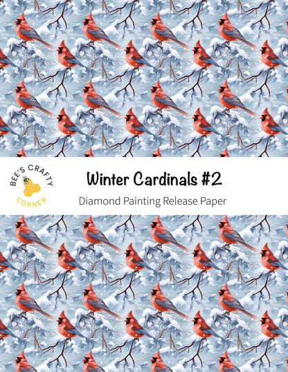 RELEASE PAPER | Winter Cardinals #2 - Reusable Patterned Diamond Painting Release Paper