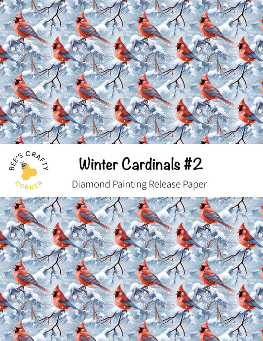 RELEASE PAPER | Winter Cardinals #2 - Reusable Patterned Diamond Painting Release Paper