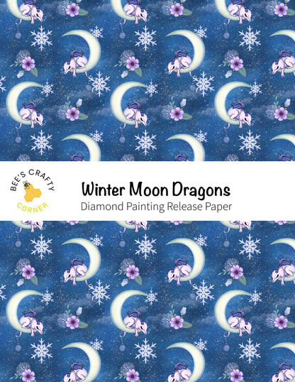 RELEASE PAPER | Winter Moon Dragons - Reusable Patterned Diamond Painting Release Paper