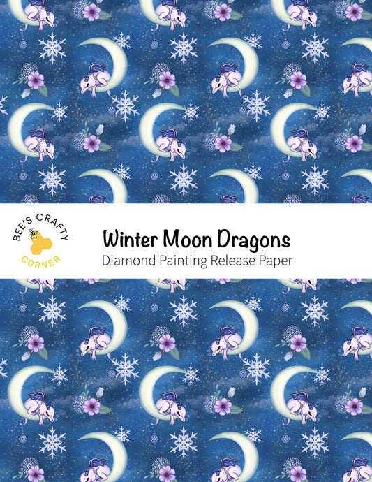 RELEASE PAPER | Winter Moon Dragons - Reusable Patterned Diamond Painting Release Paper