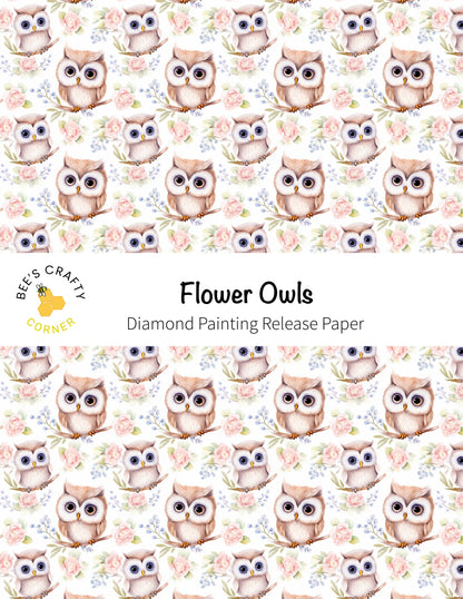 RELEASE PAPER | Flower Owls - Reusable Patterned Diamond Painting Release Paper