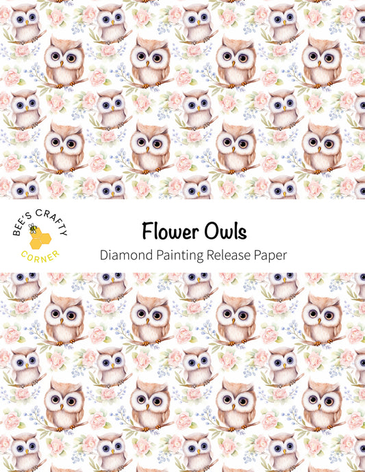 RELEASE PAPER | Flower Owls - Reusable Patterned Diamond Painting Release Paper