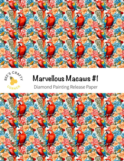 RELEASE PAPER | Marvellous Macaws #1 - Reusable Patterned Diamond Painting Release Paper