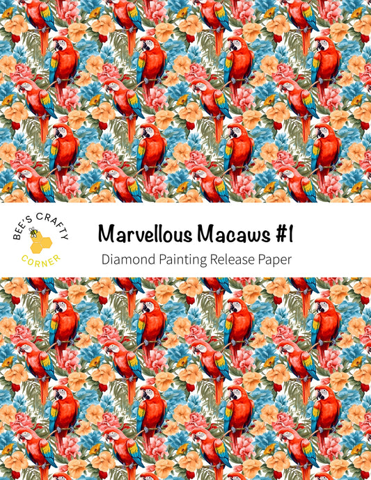 RELEASE PAPER | Marvellous Macaws #1 - Reusable Patterned Diamond Painting Release Paper