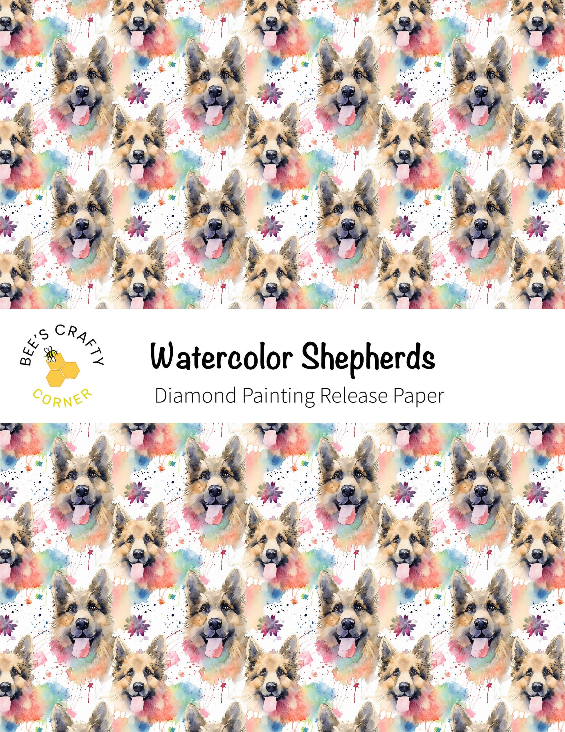 RELEASE PAPER | Watercolor Shepherds - Reusable Patterned Diamond Painting Release Paper
