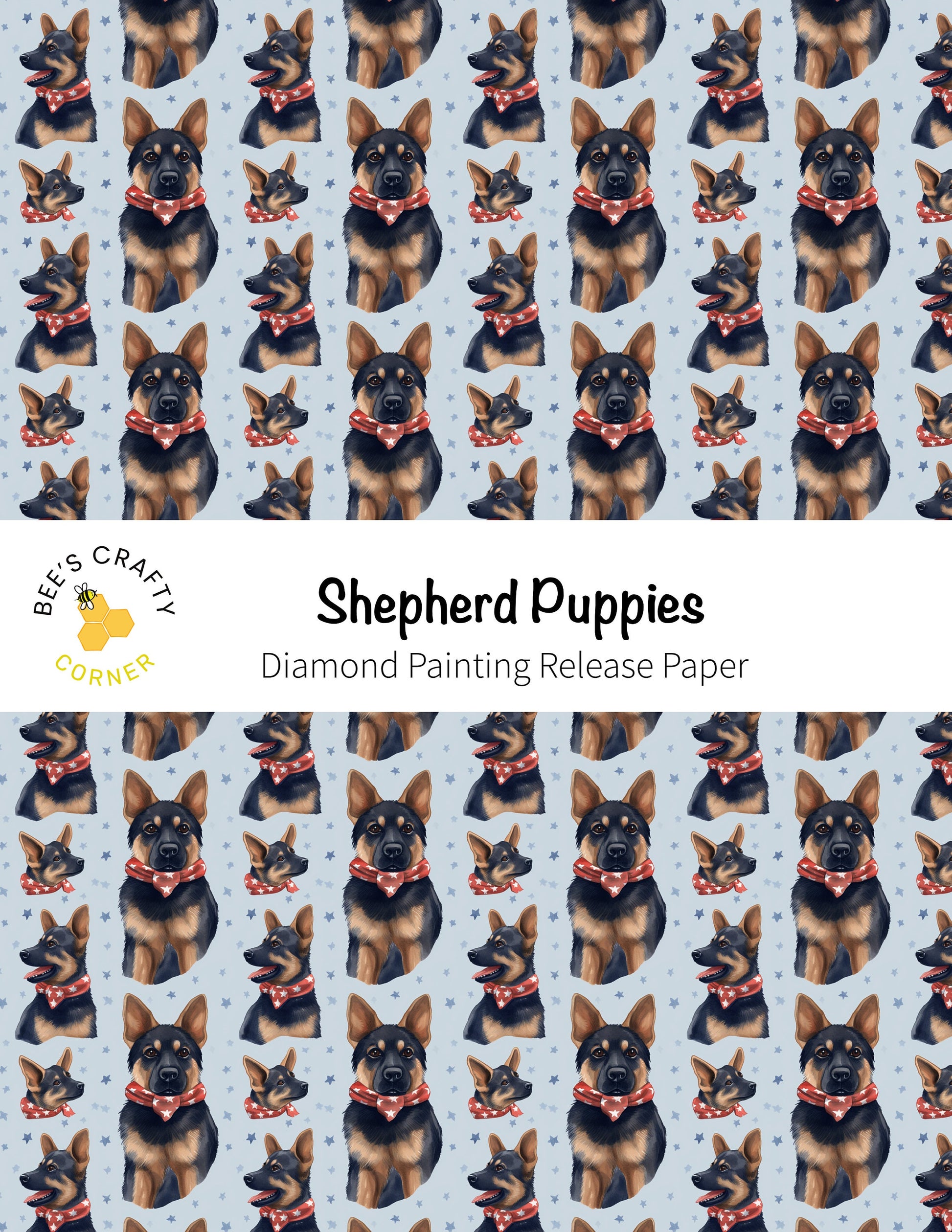RELEASE PAPER | Shepherd Puppies - Reusable Patterned Diamond Painting Release Paper