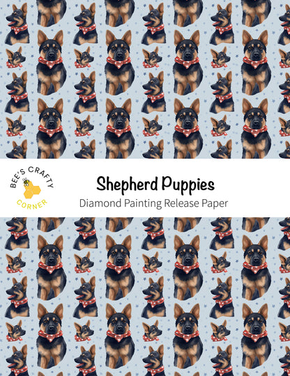RELEASE PAPER | Shepherd Puppies - Reusable Patterned Diamond Painting Release Paper