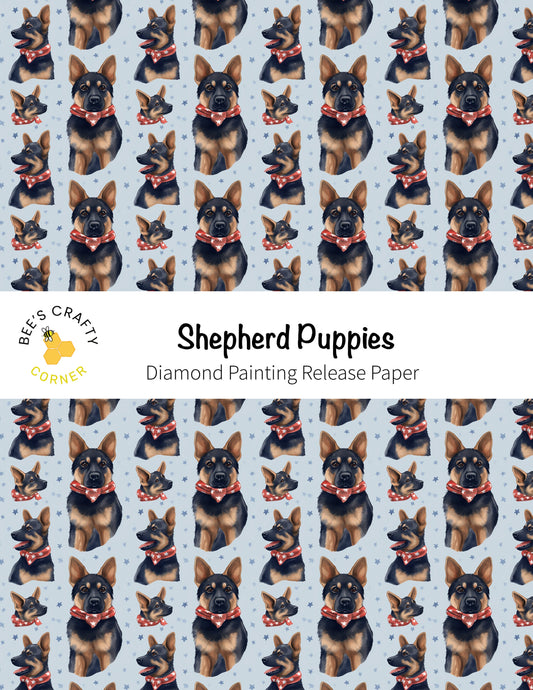 RELEASE PAPER | Shepherd Puppies - Reusable Patterned Diamond Painting Release Paper