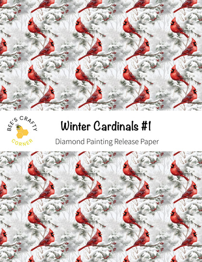 RELEASE PAPER | Winter Cardinals #1 - Reusable Patterned Diamond Painting Release Paper
